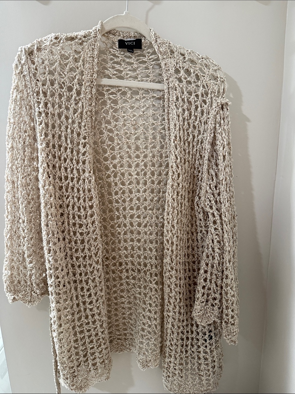 VICI Open-Weave Neutral Cream Cardigan
